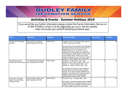 Activities and Events