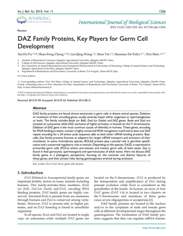 DAZ Family Proteins, Key Players for Germ Cell Development