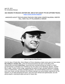 April 23, 2015 MAC DEMARCO ANNOUNCES ANOTHER ONE