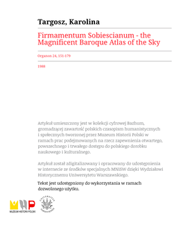 Firmamentum So Bi Esc Ia Num—The Magnificent Baroque