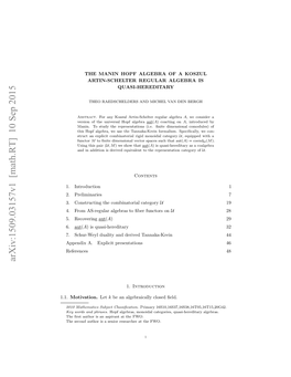 Arxiv:1509.03157V1 [Math.RT] 10 Sep 2015 1.1