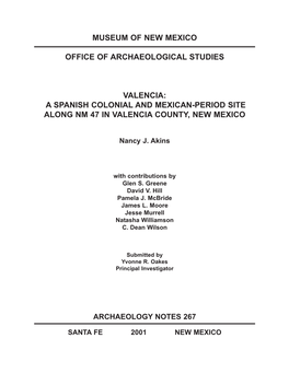 Museum of New Mexico Office of Archaeological Studies