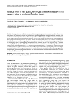 Relative Effect of Litter Quality, Forest Type and Their Interaction on Leaf Decomposition in South-East Brazilian Forests