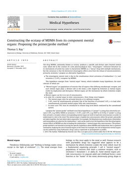 Constructing the Ecstasy of MDMA from Its Component Mental Organs: Proposing the Primer/Probe Method Q ⇑ Thomas S