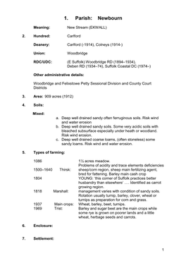 1. Parish: Newbourn