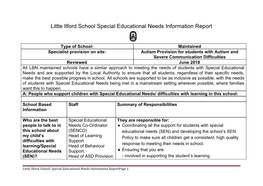 Little Ilford School Special Educational Needs Information Report