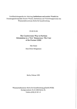 The Cumbersome Way to Partisan Orientation in a 'New' Democracy: the Case of the Former GDR1