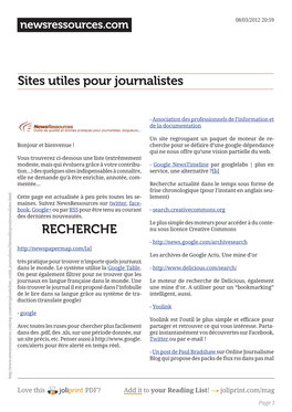 Sites Utiles Pour Journalistes