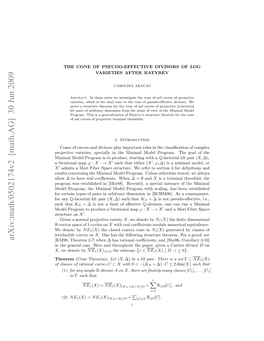 Arxiv:Math/0502174V2 [Math.AG] 30 Jun 2009 Ntegnrlcs.Hr N Hogotteppr Ie Cart a Given Paper, the Throughout and C [Sho96, Here and Case