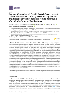 Legume Cytosolic and Plastid Acetyl-Coenzyme—A Carboxylase