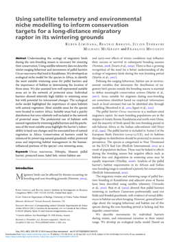 Using Satellite Telemetry and Environmental Niche Modelling to Inform Conservation Targets for a Long-Distance Migratory Raptor in Its Wintering Grounds