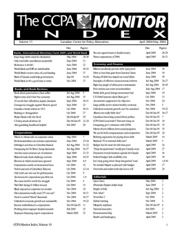 CCPA Monitor Index May 2005