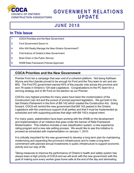 Government Relations Update June 2018