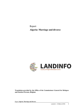 Report Algeria: Marriage and Divorce