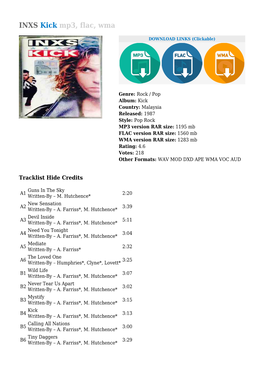 INXS Kick Mp3, Flac, Wma