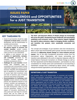 Issues Paper on Challenges and Opportunities for a Just Transition