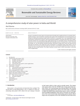 A Comprehensive Study of Solar Power in India and World