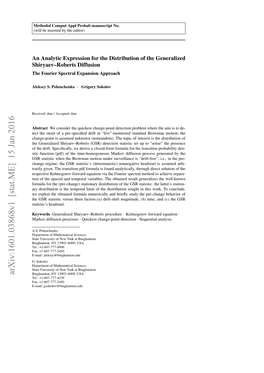 An Analytic Expression for the Distribution of the Generalized Shiryaev–Roberts Diffusion the Fourier Spectral Expansion Approach