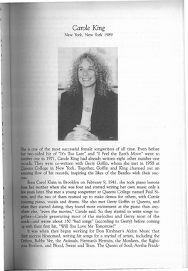 Carole King New York, New York 1989