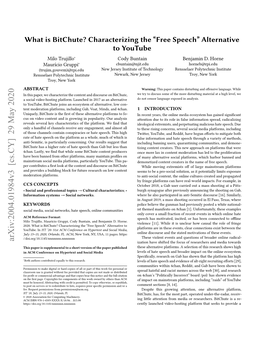 What Is Bitchute? Characterizing the ``Free Speech'' Alternative To