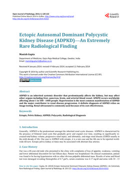 Ectopic Autosomal Dominant Polycystic Kidney Disease (ADPKD)—An Extremely Rare Radiological Finding