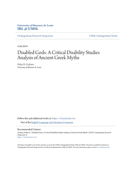 A Critical Disability Studies Analysis of Ancient Greek Myths Haley R