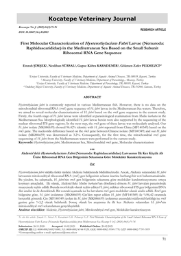 First Molecular Characterization of the Small Subunit Ribosomal RNA Gene of Hysterothylacium Fabri Larvae (Nematoda: Raphidascarididae) from Mediterranean Sea