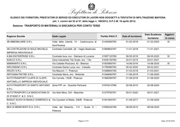 Prefettura Di Potenza ELENCO DEI FORNITORI, PRESTATORI DI SERVIZI ED ESECUTORI DI LAVORI NON SOGGETTI a TENTATIVI DI INFILTRAZIONE MAFIOSA (Art