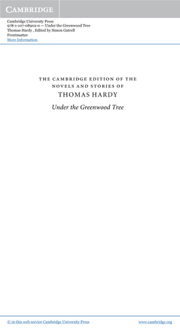 THOMAS HARDY Under the Greenwood Tree