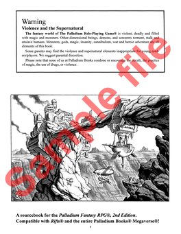 Warning a Sourcebook for the Palladium Fantasy RPG®, 2Nd