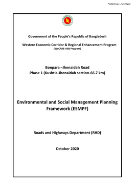 Environmental and Social Management Planning Framework (ESMPF)