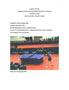 Table Tennis: a Brief Overview of Biomechanical Aspects of the Game for Coaches and Players