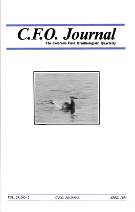 CRO. Journal the Colorado Field Ornithologists' Quarterly