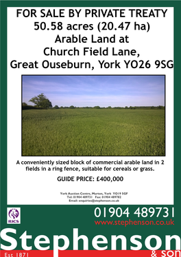 Arable Land at Church Field Lane, Great Ouseburn, York YO26 9SG