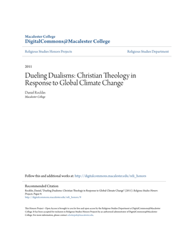 Christian Theology in Response to Global Climate Change Daniel Rocklin Macalester College