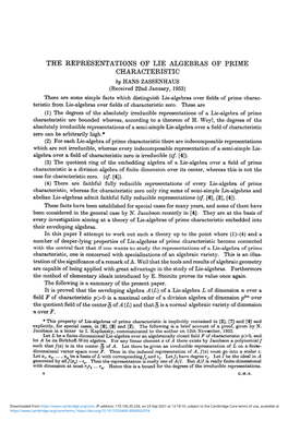 The Representations of Lie Algebras of Prime Characteristic