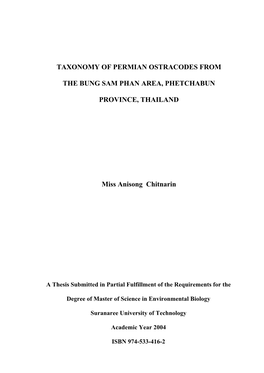 Taxonomy of Permian Ostracodes from the Bung