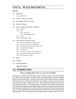 Unit 16 Peace Movements