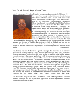 Ven. Dr. M. Punnaji Nayaka Maha Thera