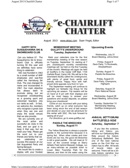 Upcoming Events Page 1 of 7 August 2013 Chairlift Chatter 7/30/2013
