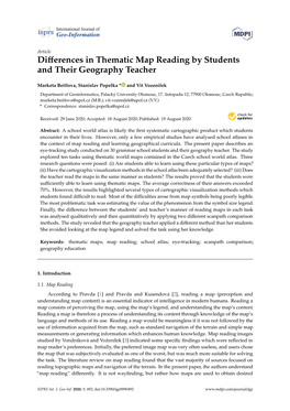 Differences in Thematic Map Reading by Students and Their Geography Teacher