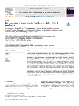 The Comet Assay in Animal Models from Bugs to Whales