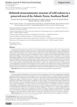 Helminth Metacommunity Structure of Wild Rodents in a Preserved Area Of