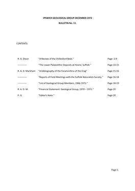 IPSWICH GEOLOGICAL GROUP DECEMBER 1972 BULLETIN No