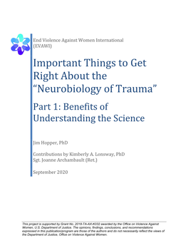 Neurobiology of Trauma”