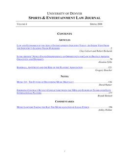 Sports & Entertainment Law Journal