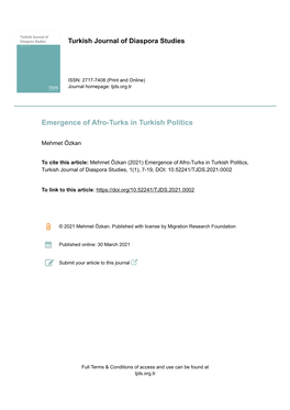 Emergence of Afro-Turks in Turkish Politics