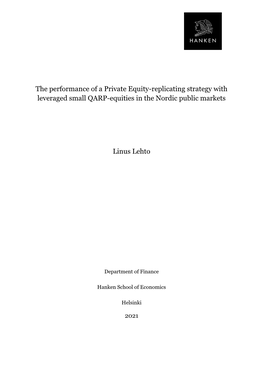 The Performance of a Private Equity-Replicating Strategy with Leveraged Small QARP-Equities in the Nordic Public Markets