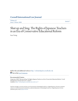 The Rights of Japanese Teachers in an Era of Conservative Educational Reform Isaac Young