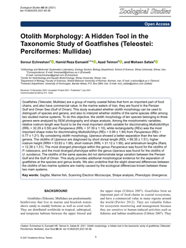 Otolith Morphology: a Hidden Tool in the Taxonomic Study of Goatfishes (Teleostei: Perciformes: Mullidae)